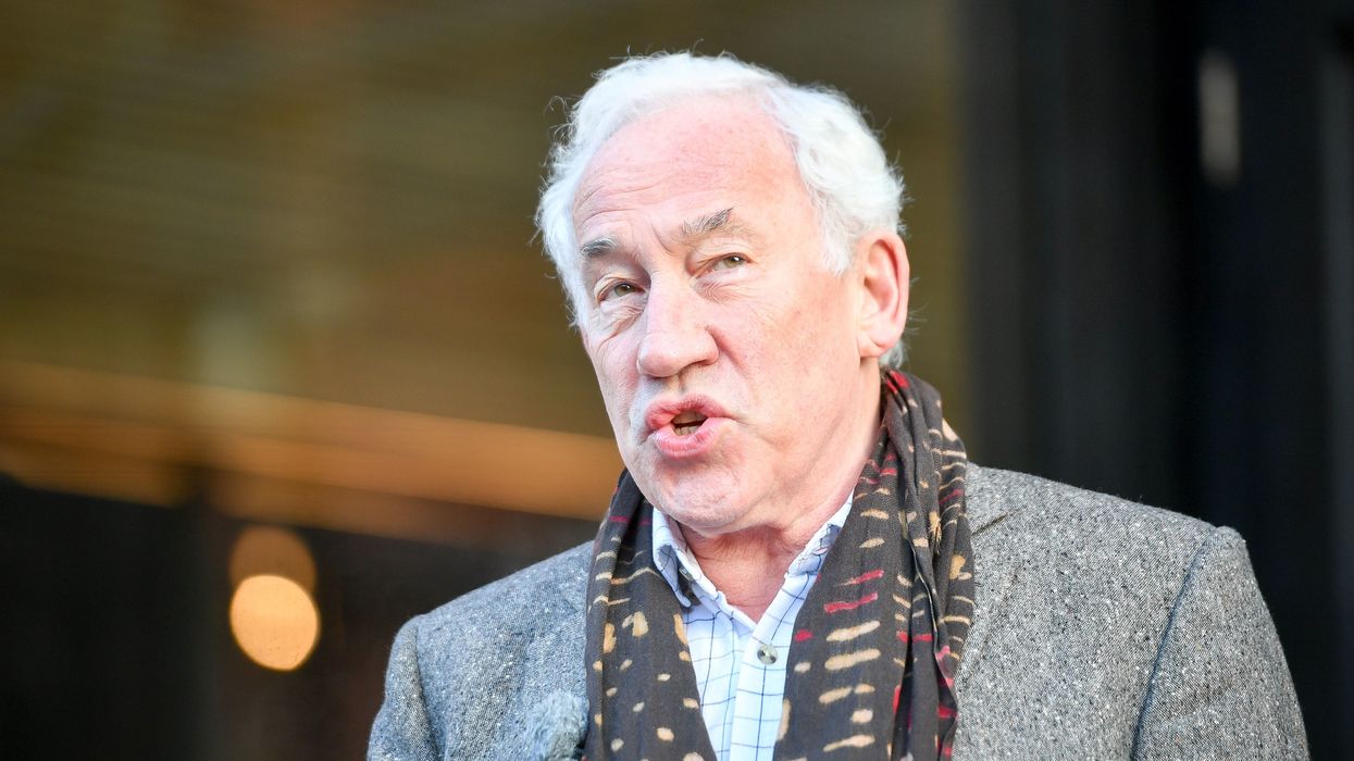 Actor Simon Callow speaking outside the Bristol Old Vic theatre before the oldest continuously working theatre in the English speaking world, built in 1766, reopened to the public