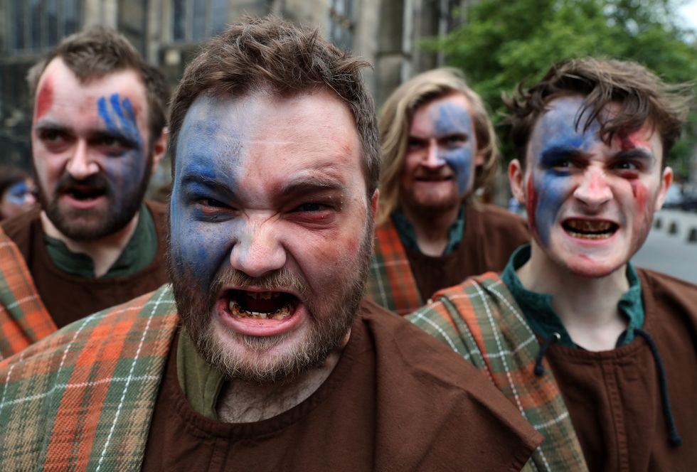 Actors from Edinburgh Dungeons dressed in full \%22Braveheart\%22 regalia