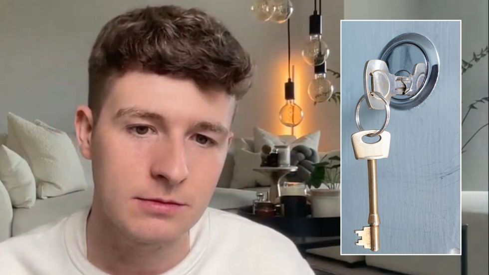 Adam B and key in door