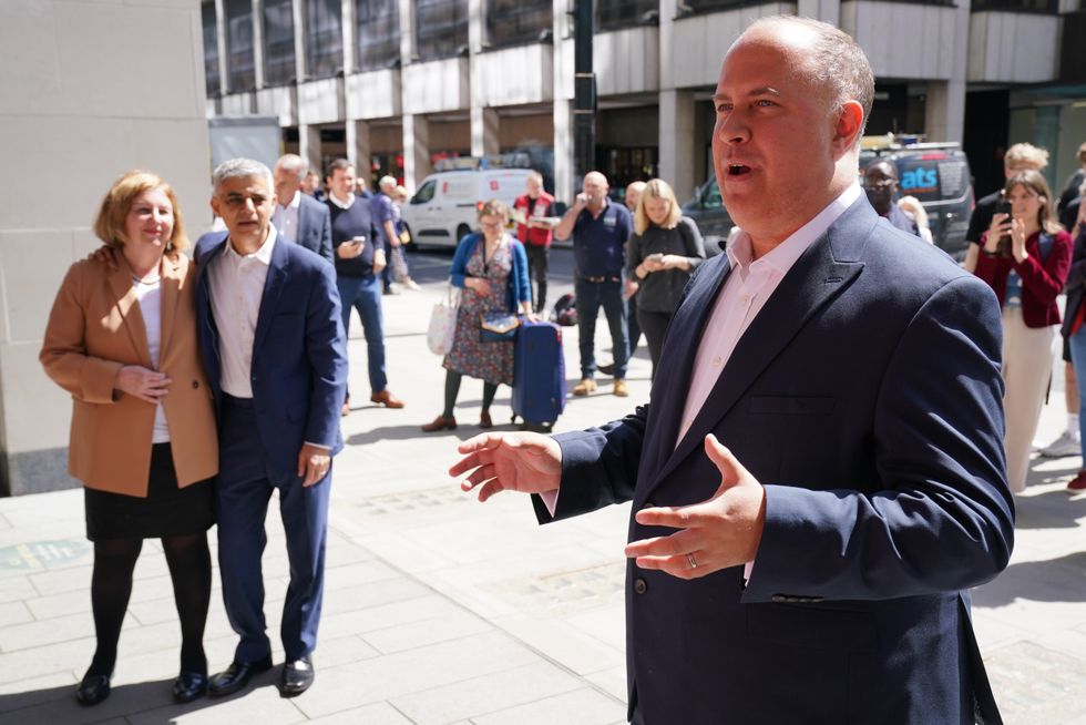 Adam Hug, new leader of Westminster Council, speaking to Labour supporters outside Westminster Town Hall