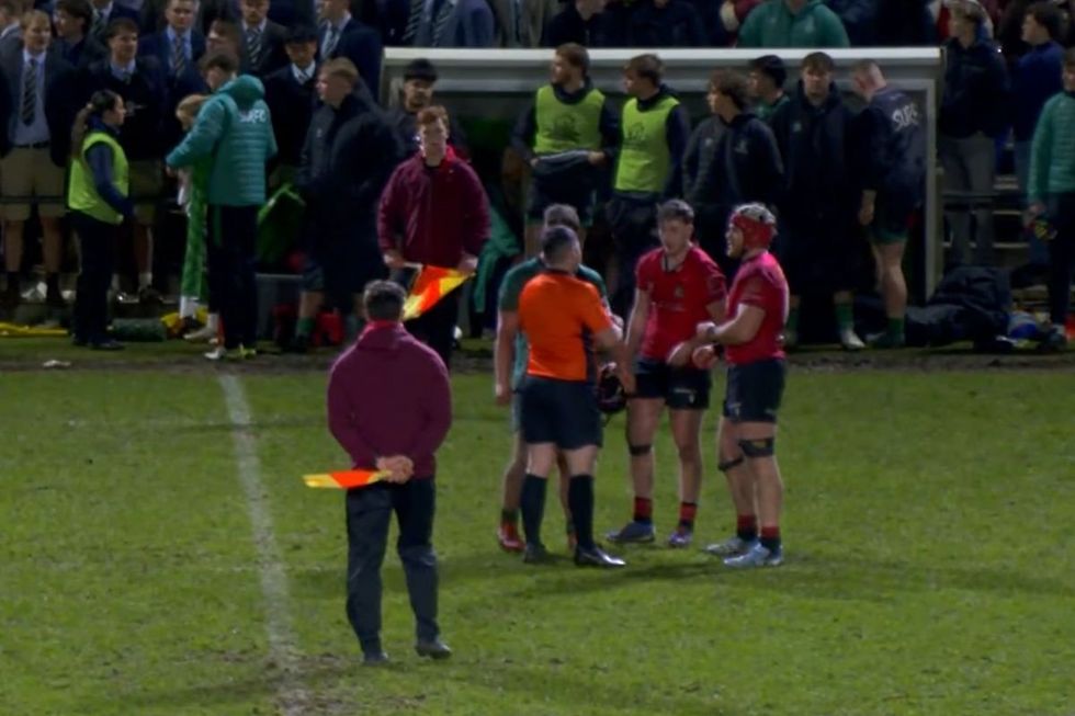 Adam Jones blew his whistle eighteen times as players rushed to join the brawl