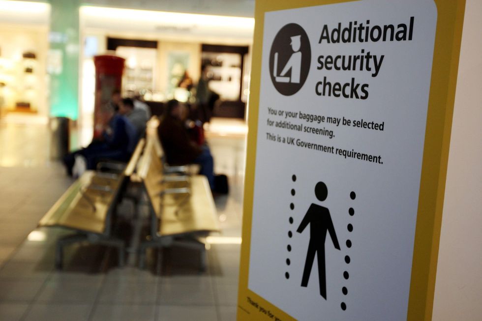 Additional security checks area at Heathrow Airport