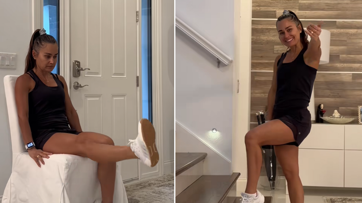 Addy demonstrates the knee strengthening exercises