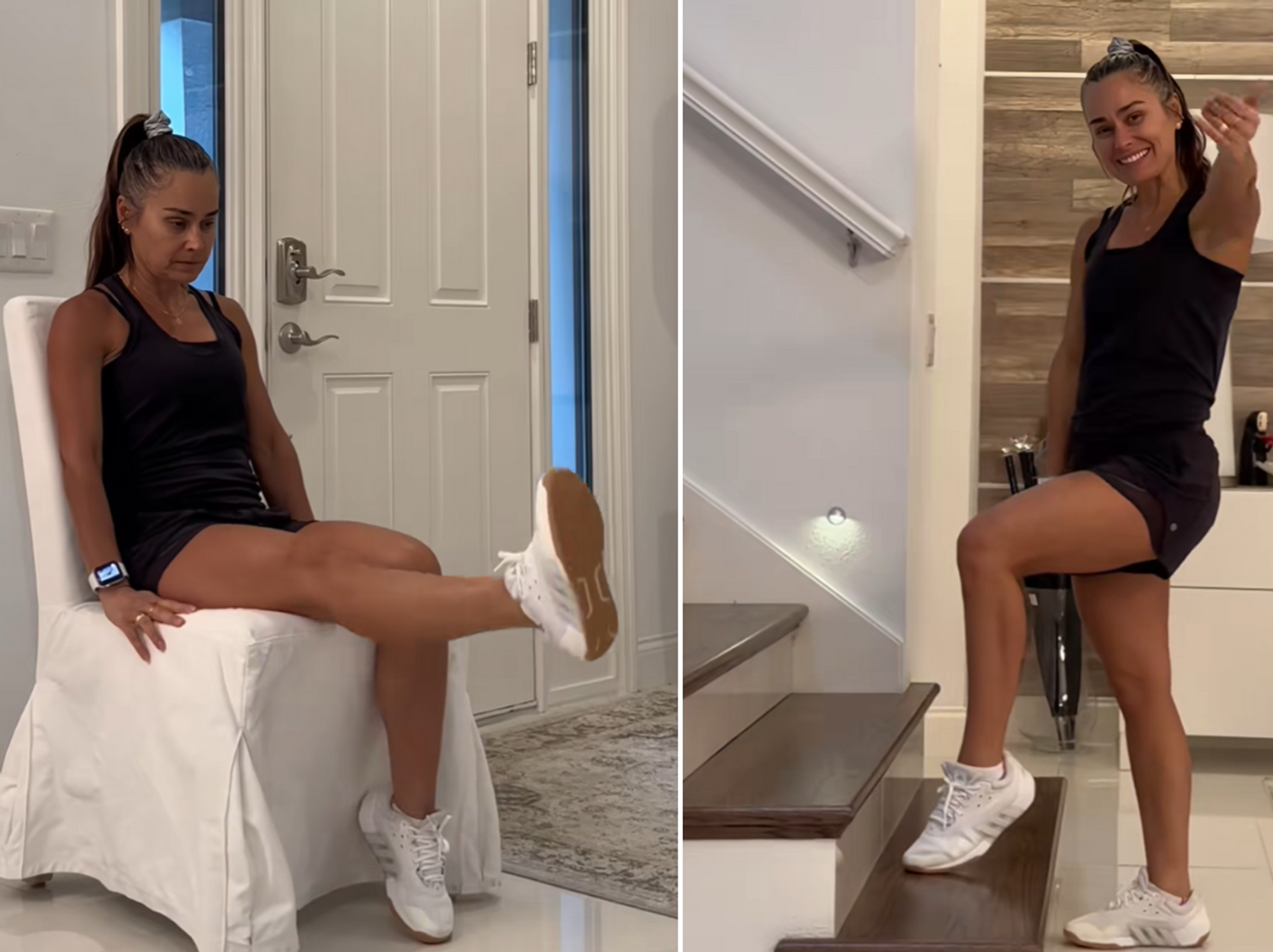 Addy demonstrates the knee strengthening exercises