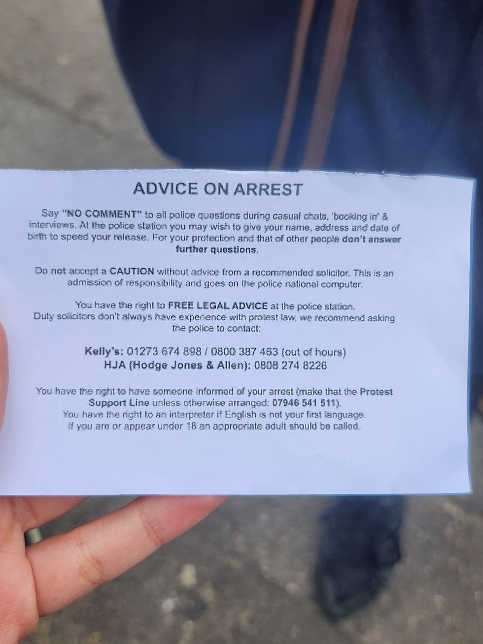 Advice notes handed to LGBT protesters at Oxford Union