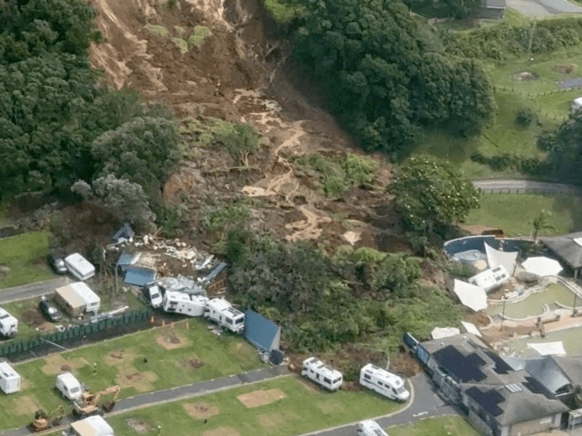 Aerial footage of landslide