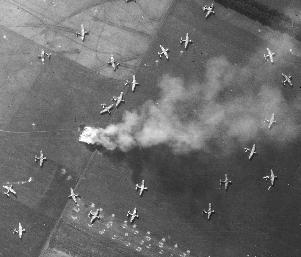 Aerial picture of a small part of Operation Market Garden in September 1944 - the largest airborne operation of all time.
