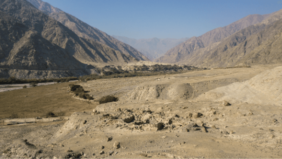 Aerial view of a cemetery in the middle Chincha Valley