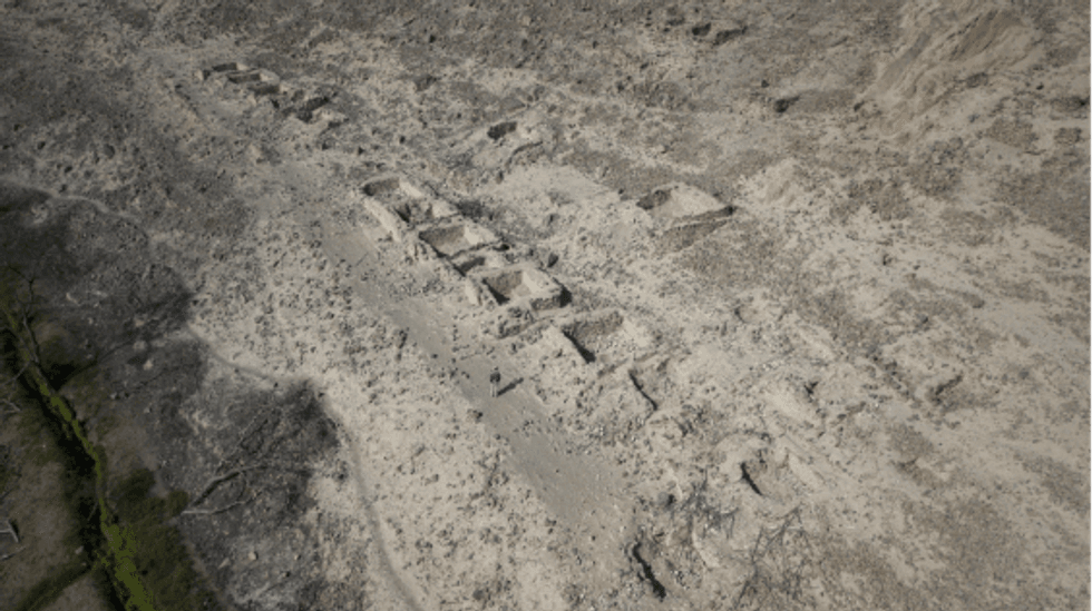 Aerial view of a cemetery in the middle Chincha Valley