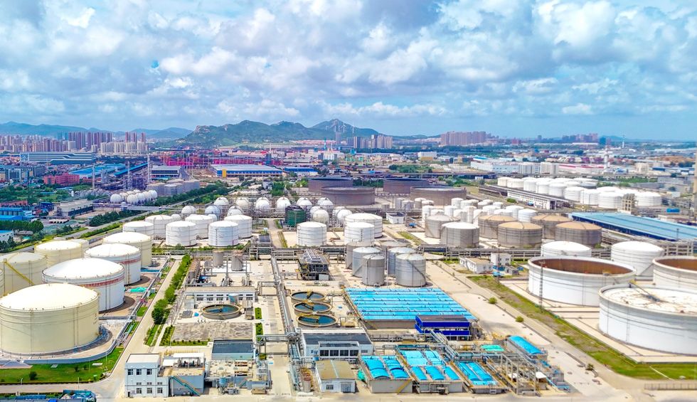 Aerial view of the Qingdao Refining and Chemical Plant Area