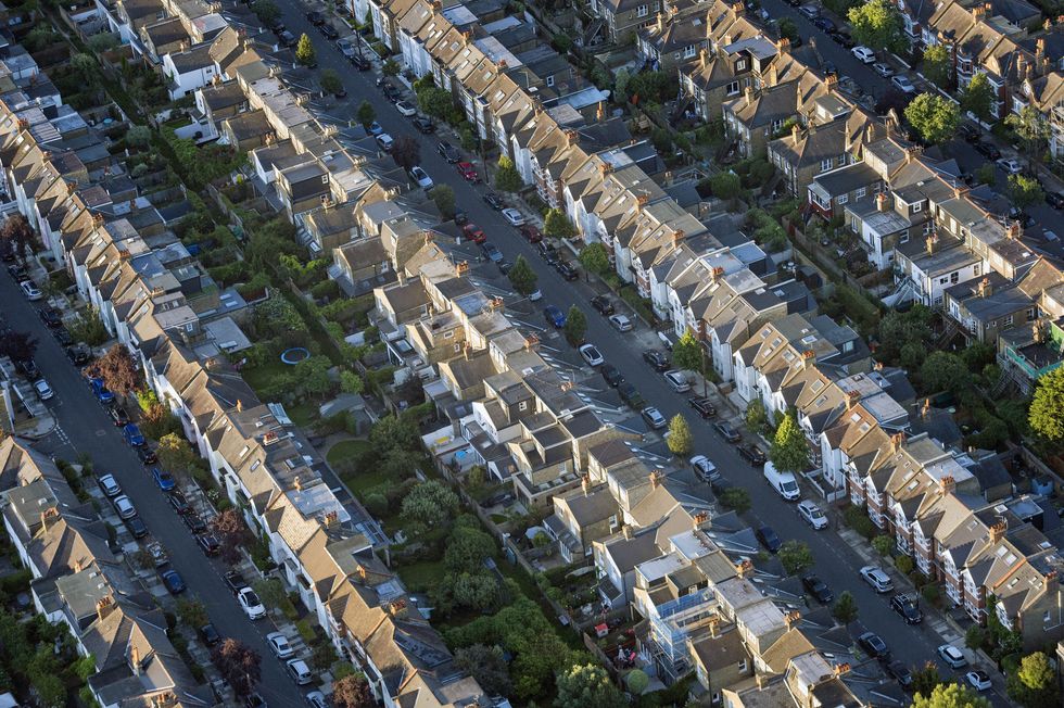 Aerial view of UK houses