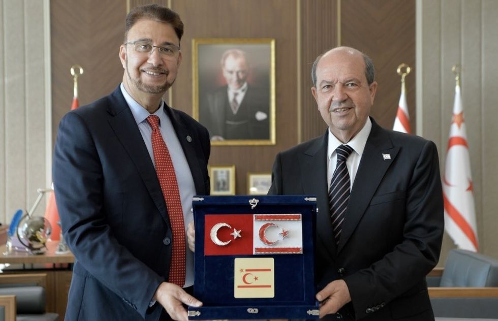 Afzal Khan, Labour MP and the United Kingdom\u2019s Trade Envoy to T\u00fcrkiye, pictured with Ersin Tatar, President of the Turkish Republic of Northern Cyprus