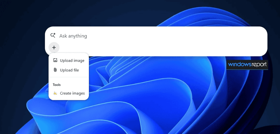 AI Google search bar on Windows desktop