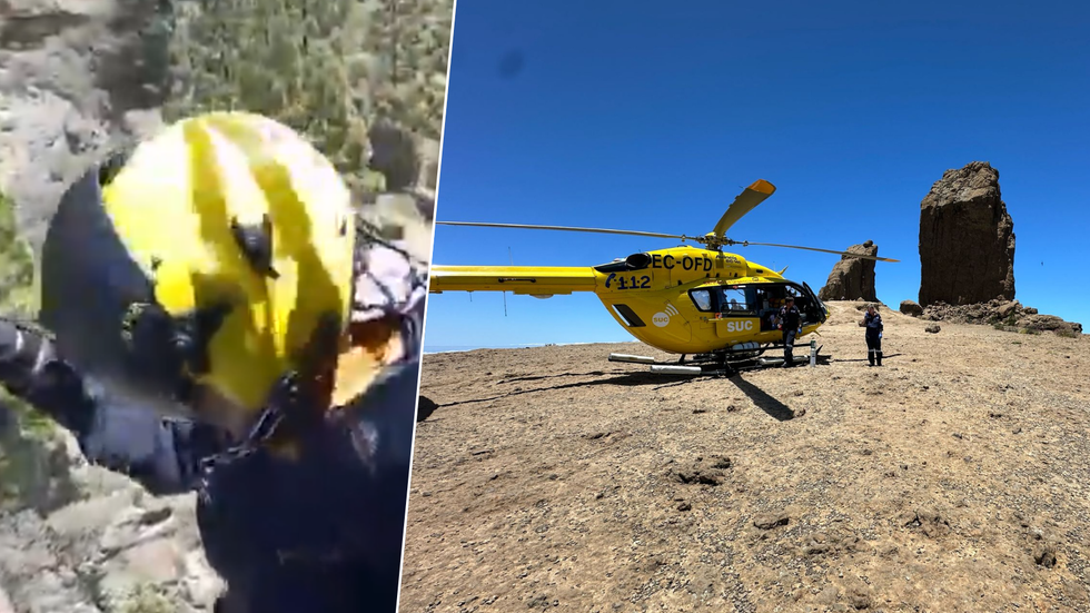 Air ambulance paramedic/helicopter at Roque Nublo