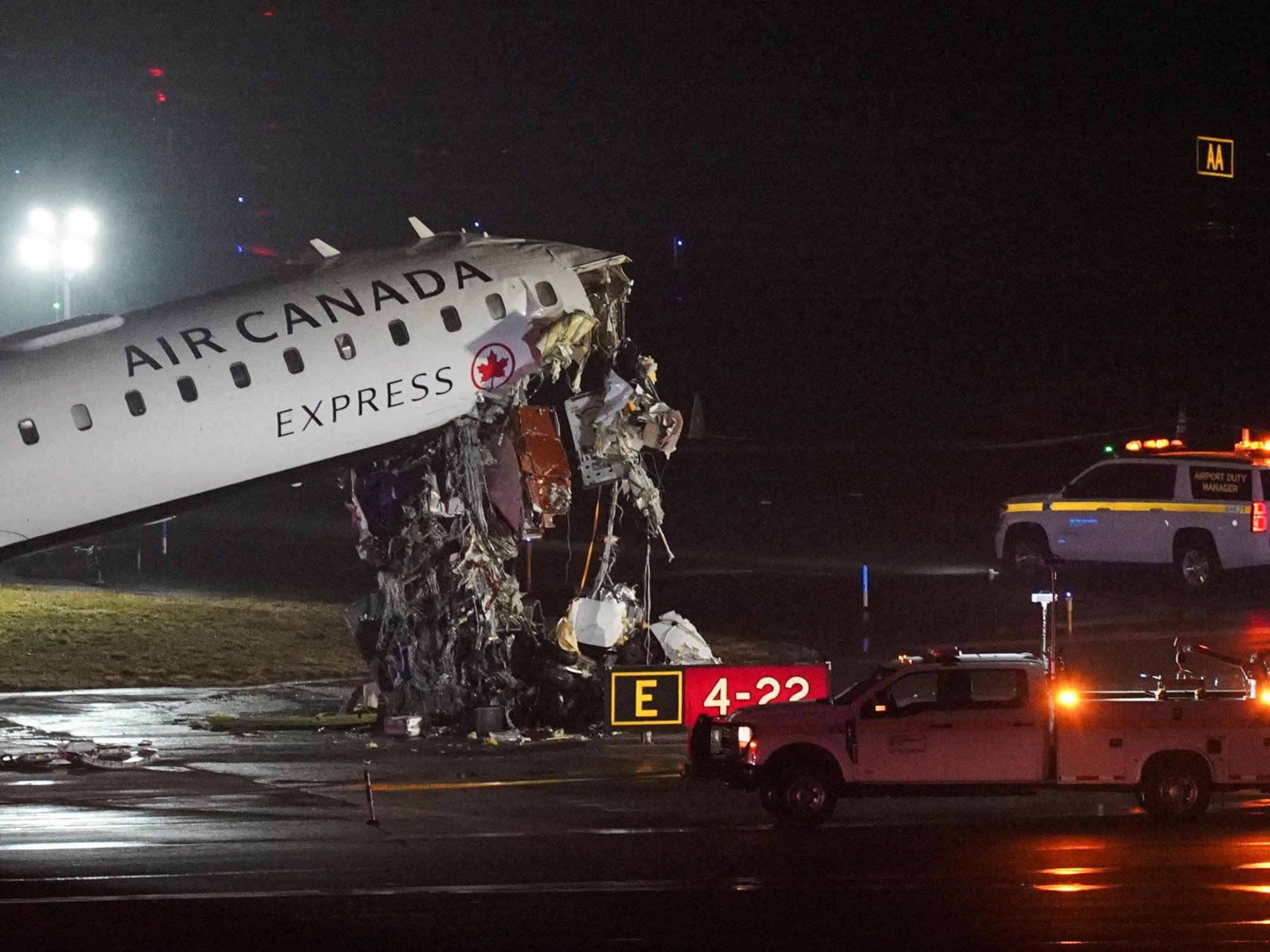 Air Canada Jet with exposed fuselage