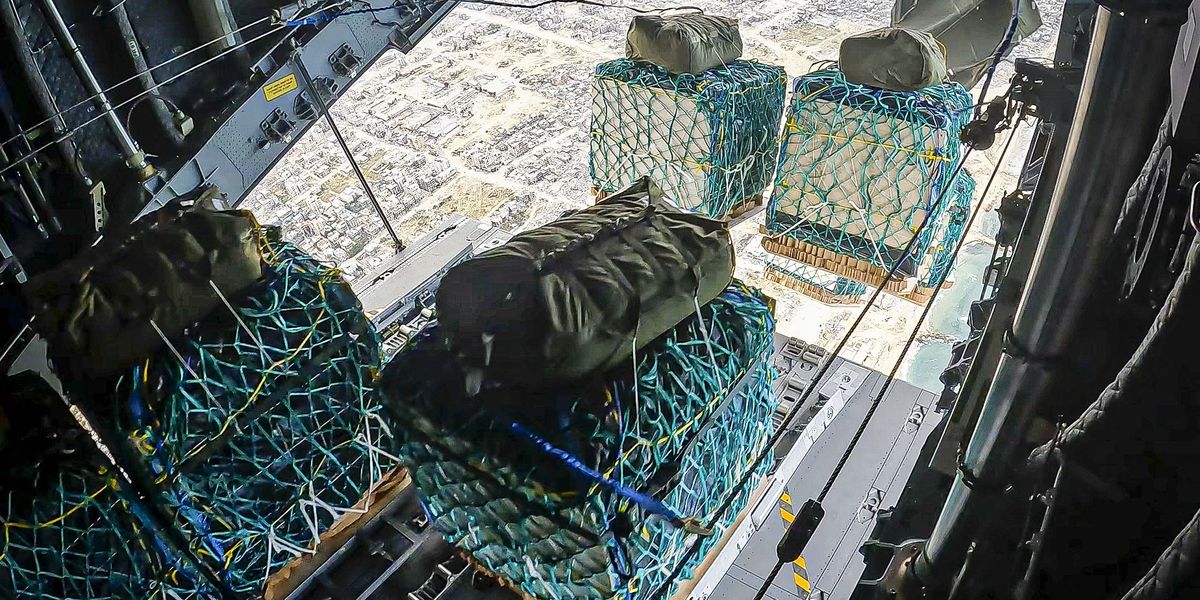 NextImg:UK launches first ever aid airdrop into Gaza with 10 tonnes of supplies given to civilians