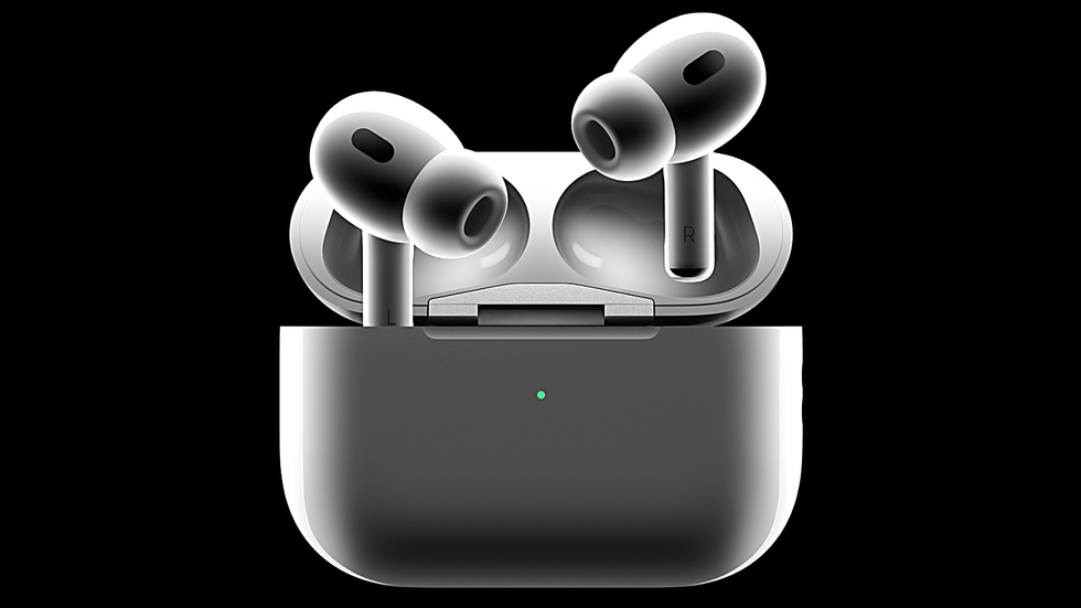 airpods pro out of charging case with black background