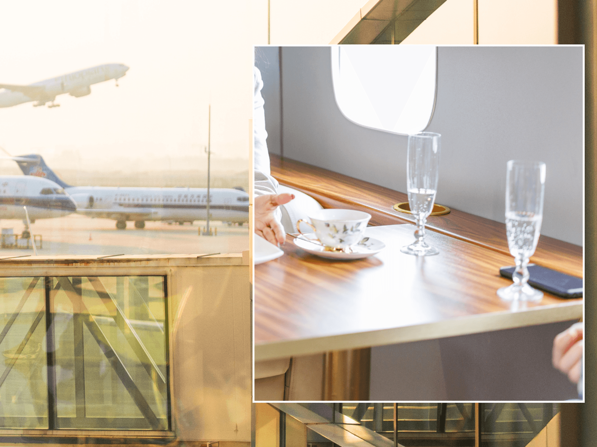 Airport; Champagne on flight