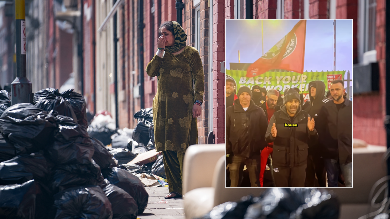 Akhmed Yakoob and Shakeel Afsar at protest / Birmingham bins
