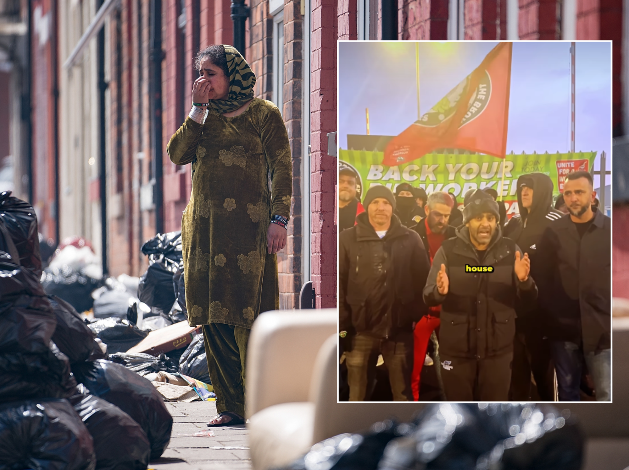 Akhmed Yakoob and Shakeel Afsar at protest / Birmingham bins