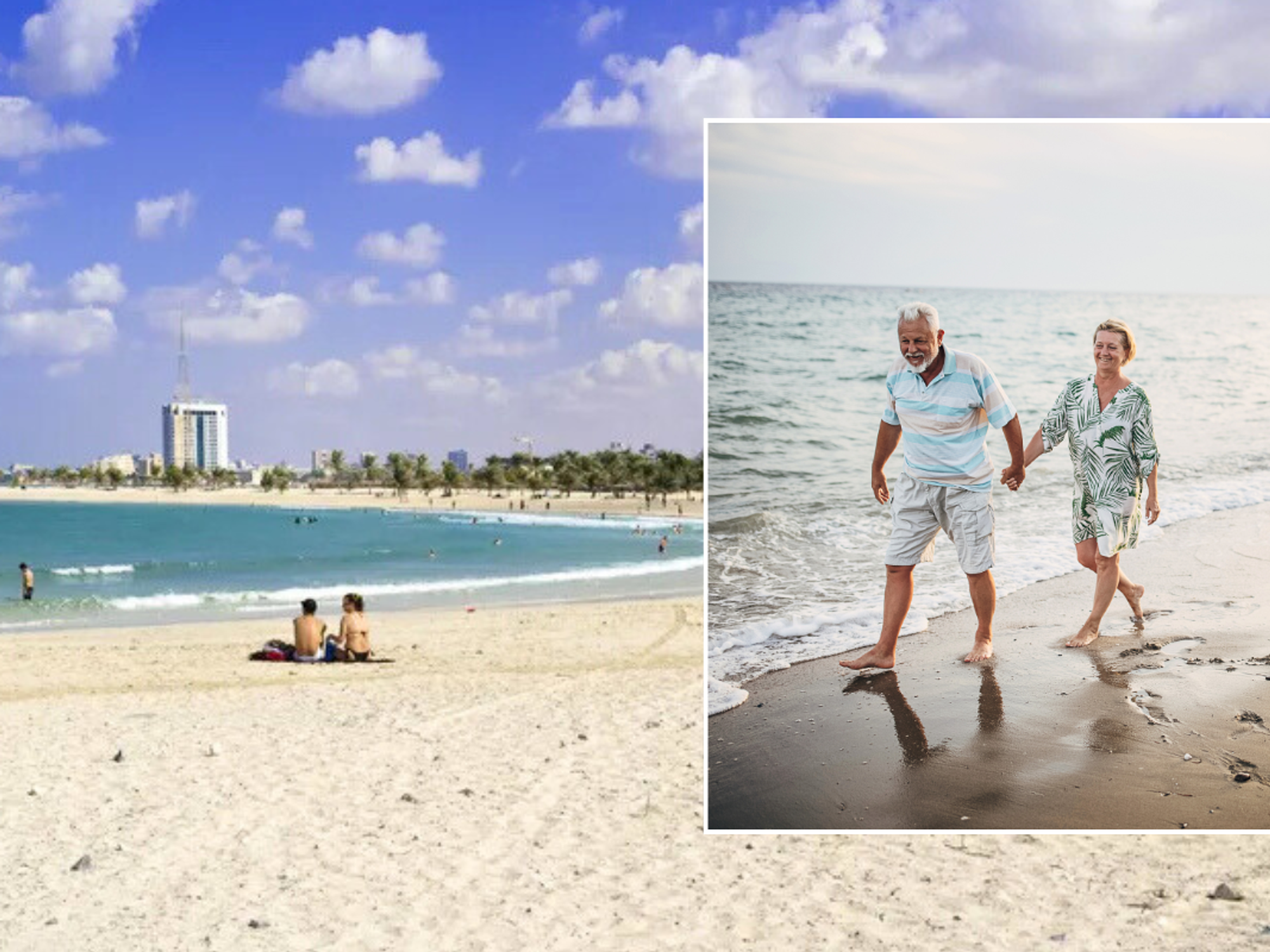 al mamzar beach park in Dubai / couple on beach