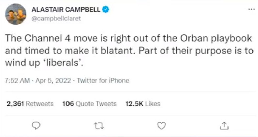 Alastair Campbell's reaction to the news.