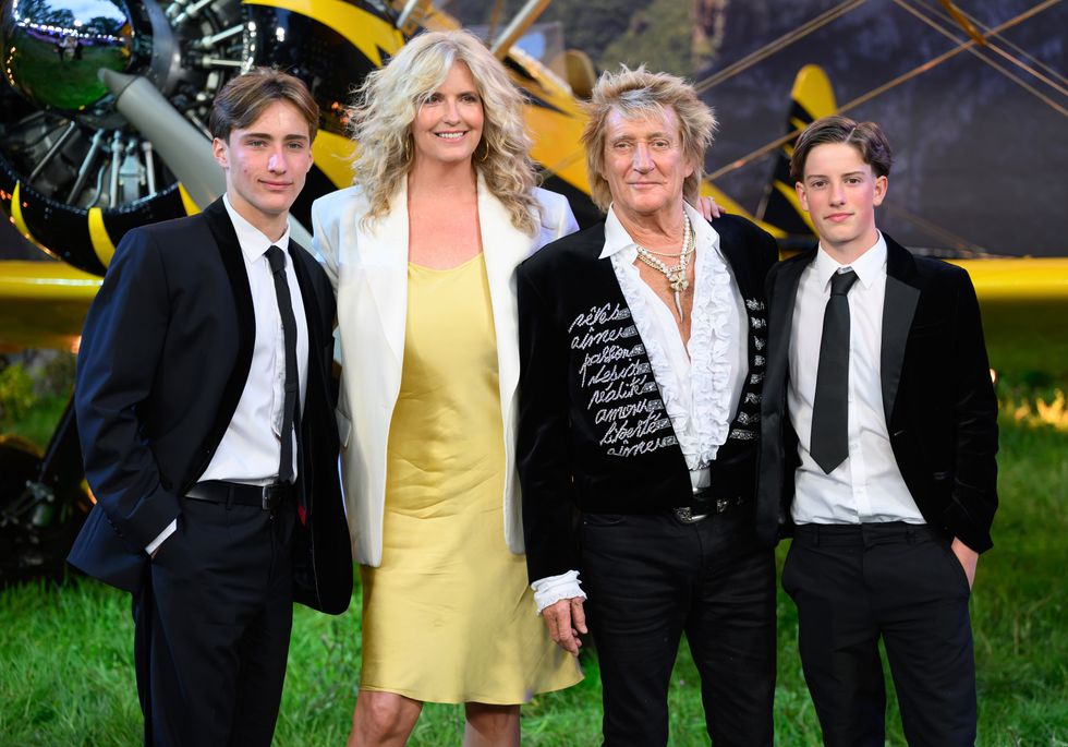 Alastair Stewart, Penny Lancaster, Rod Stewart and Aiden Stewart