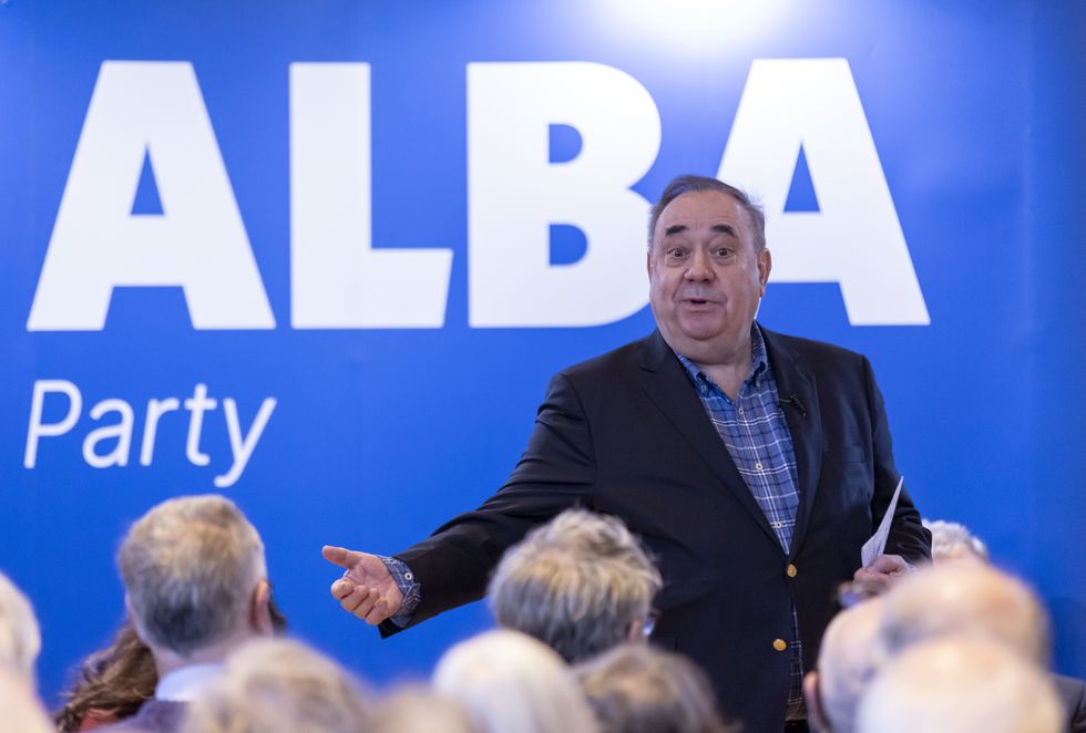 Alba party leader Alex Salmond speaking at an ALBA Special National Assembly meeting of over 300 independence activists at the Charteris Centre in Edinburgh. He said the case for breaking the impasse on independence by forcing a Holyrood election this year to act as a 'defacto referendum' on independence this year rather than waiting for a Westminster election next year. Picture date: Saturday January 14, 2023.