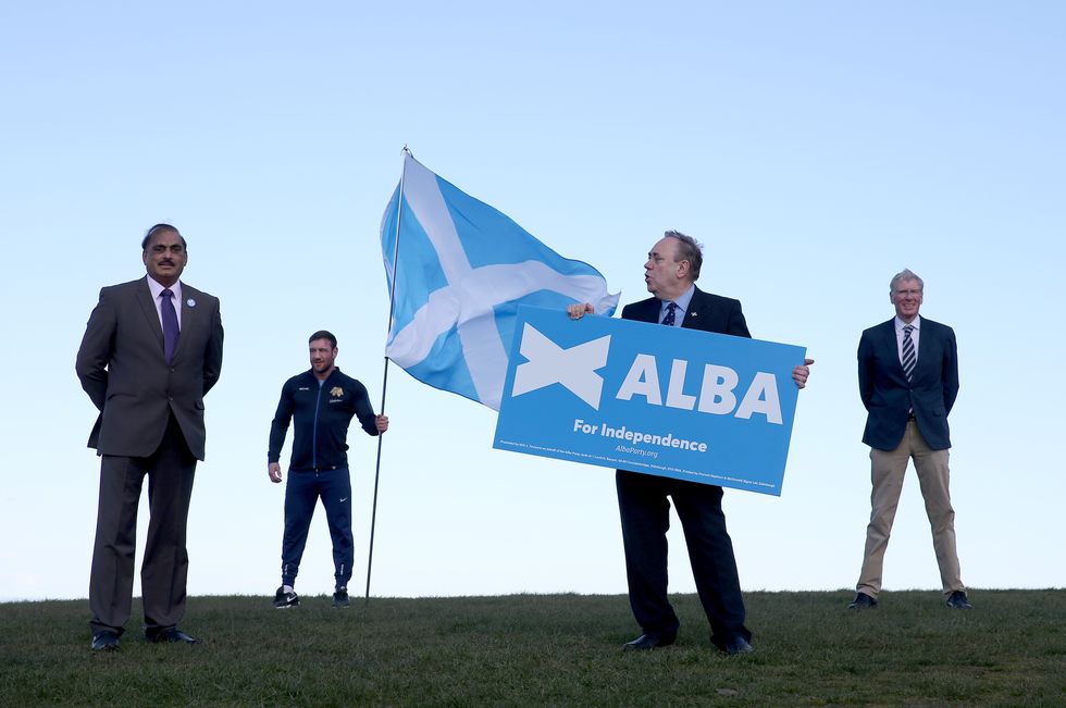 ALBA Party leader Alex Salmond with Kenny MacAskill at a photocall on Calton Hill, Edinburgh.