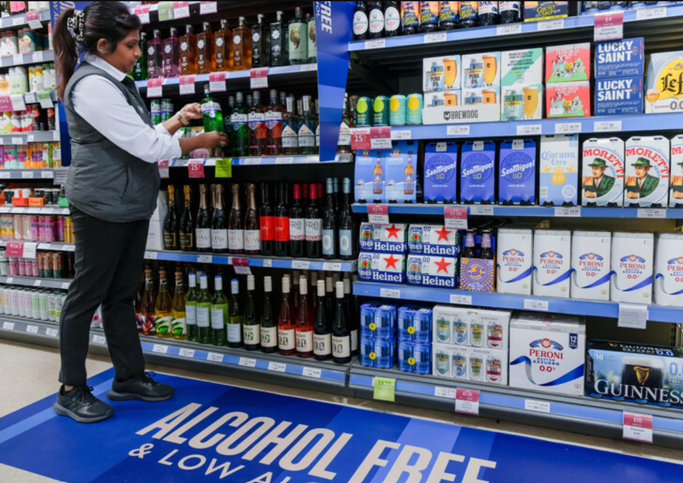 Alcohol free drink shelves in Waitrose