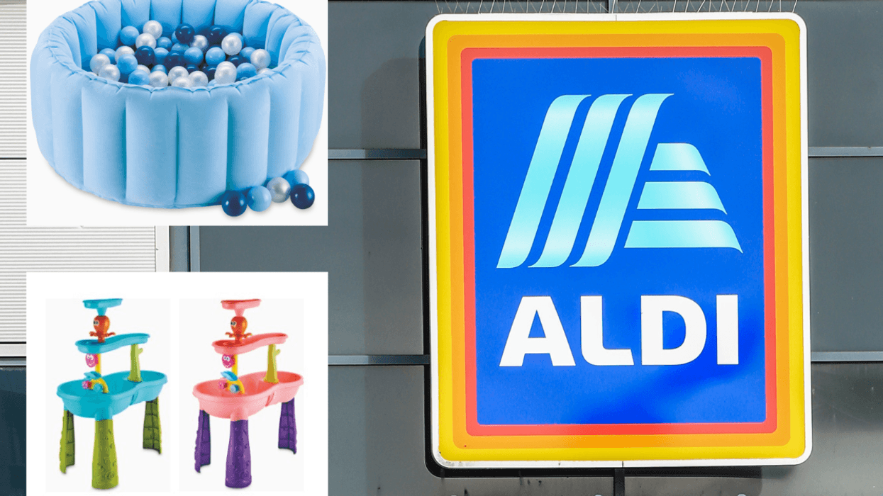 Aldi children's outdoor play equipment / Aldi store sign