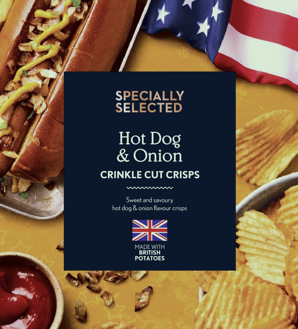 Aldi Hot Dog & Onion crinkle cut crisps
