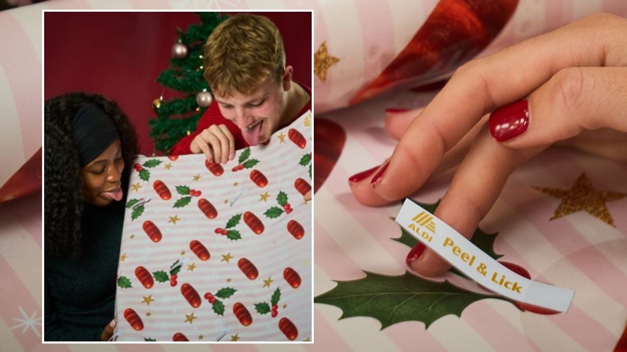 Aldi's lickable Pigs in Blankets paper wrapping paper (and demonstration)