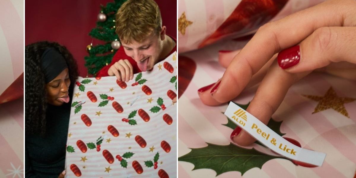 Aldi launches world-first lickable wrapping paper that tastes like pigs in blankets – tempted? Aldi launches world-first lickable wrapping paper that tastes like pigs in blankets – tempted?