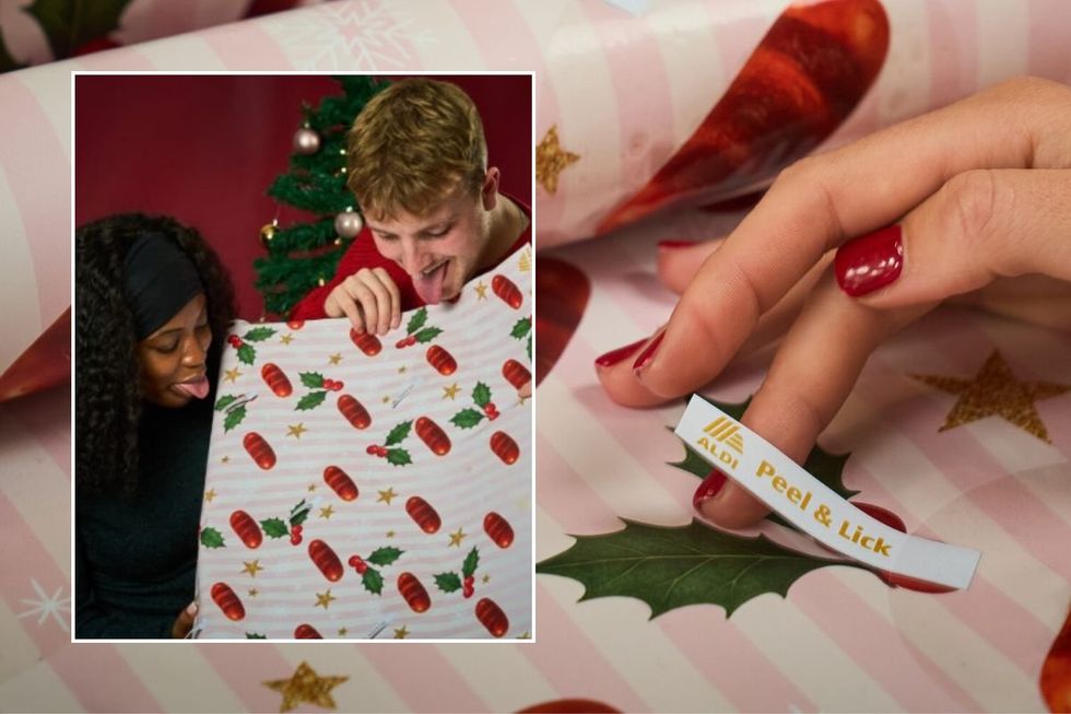 Aldi's lickable Pigs in Blankets paper wrapping paper (and demonstration)