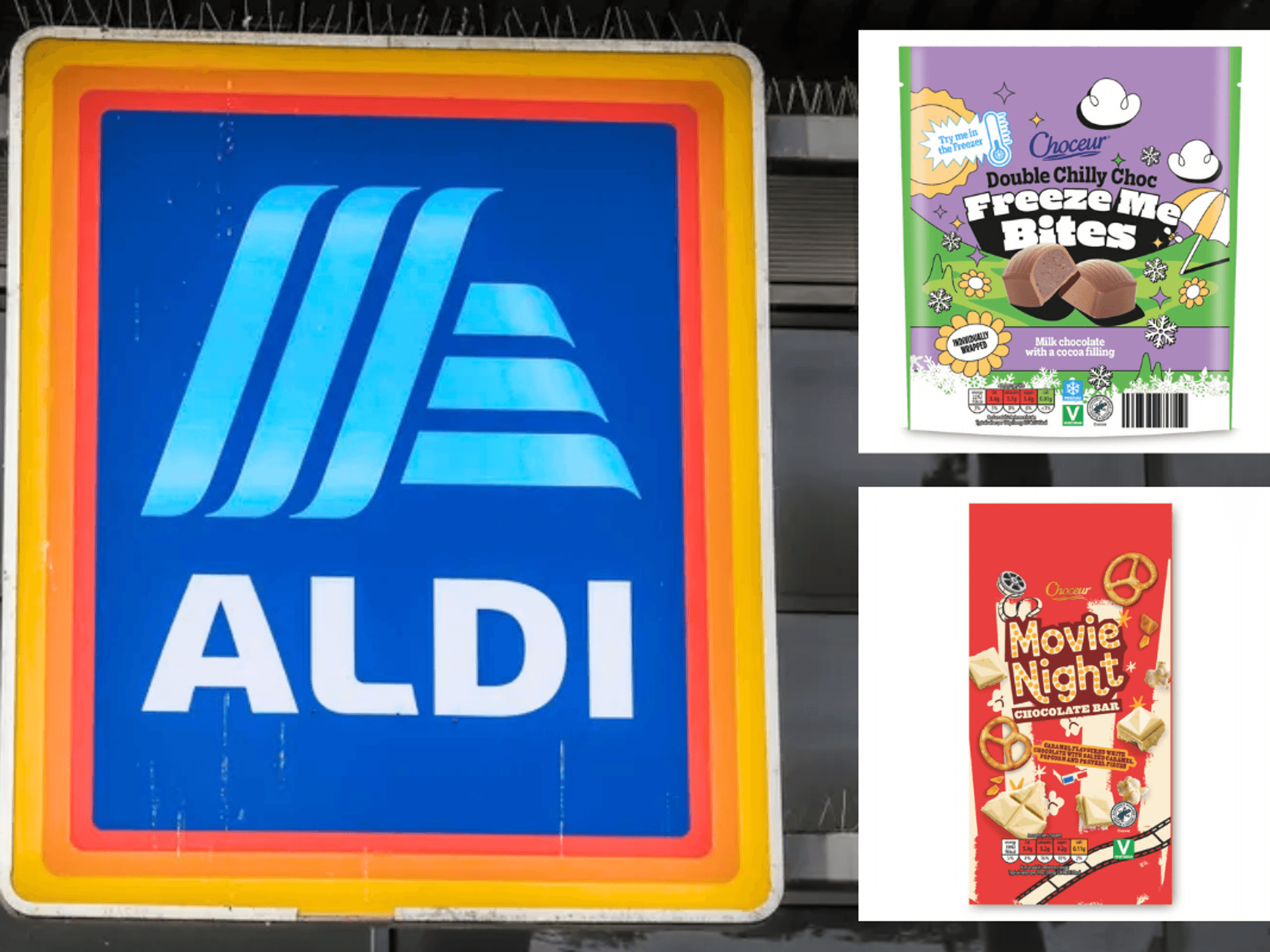 Aldi sign / Aldi chocolate bars