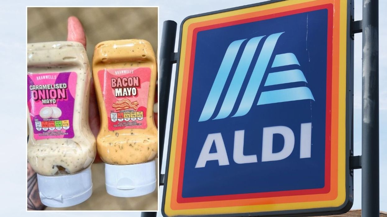 Aldi sign and condiments