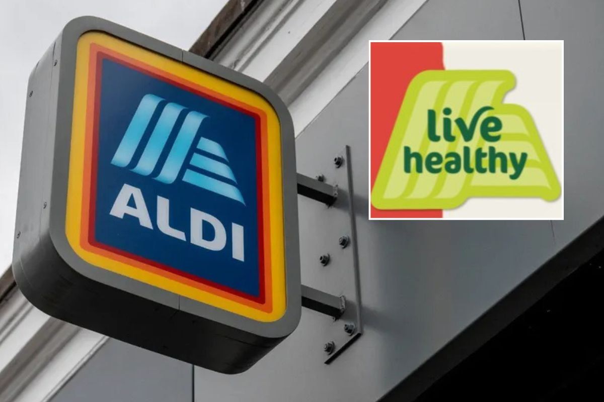 Aldi sign / 'Live Healthy' logo