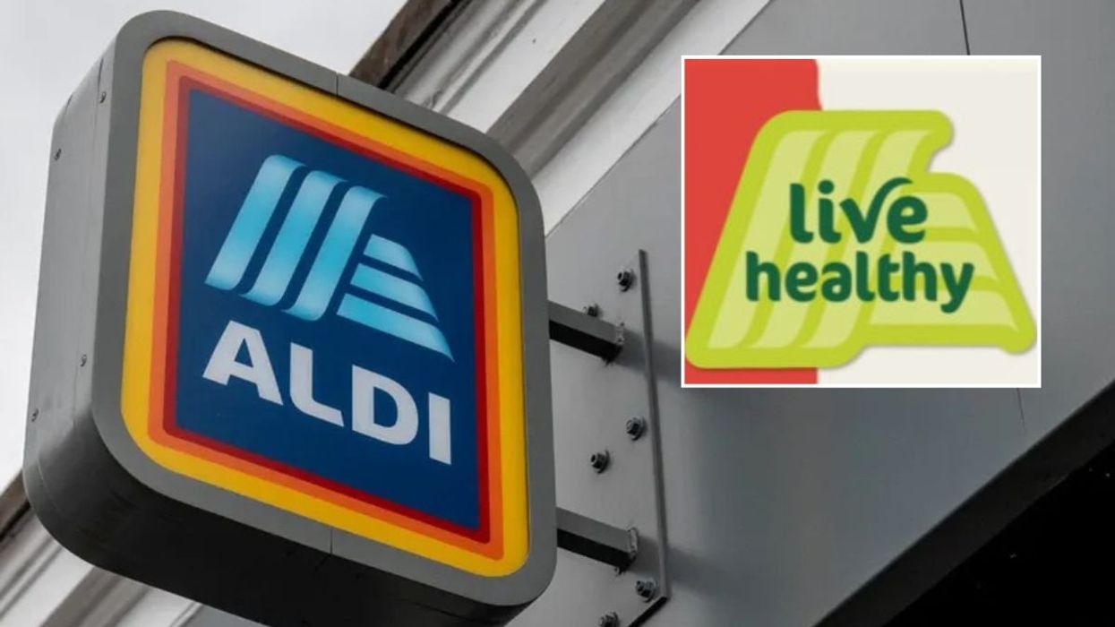 Aldi sign / 'Live Healthy' logo