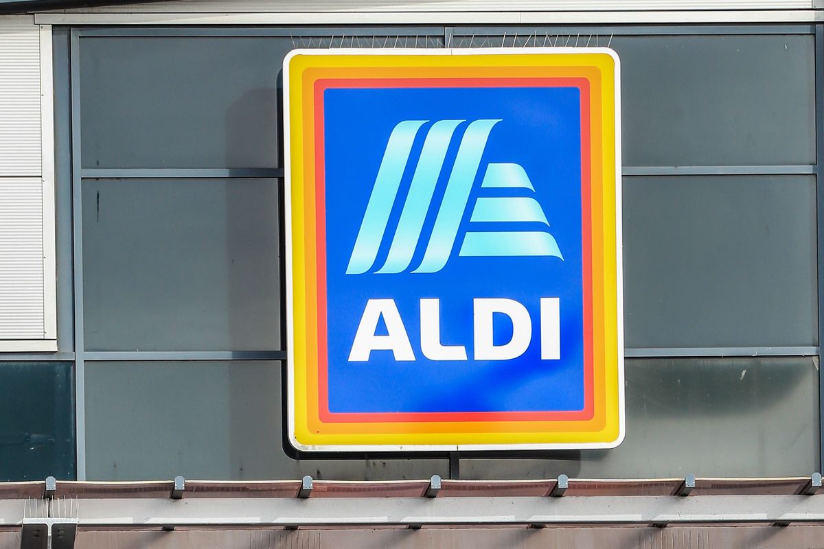 Aldi sign outside supermarket store