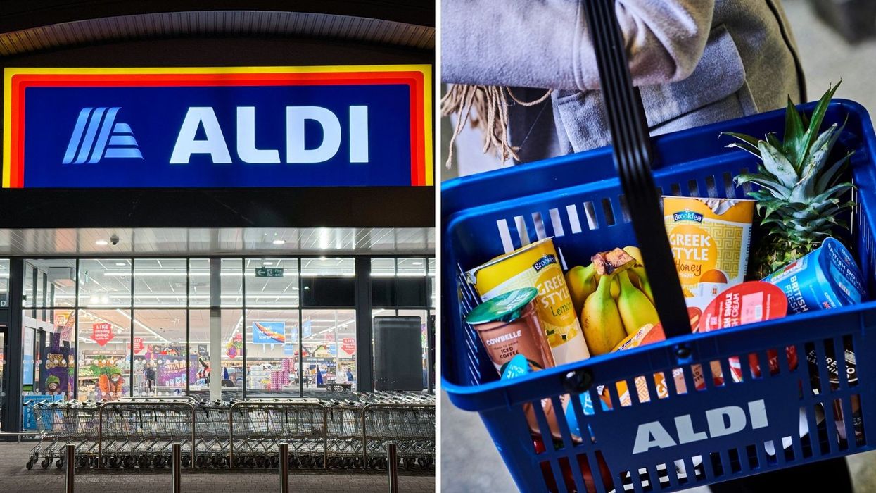 Aldi store and products in shopping basket
