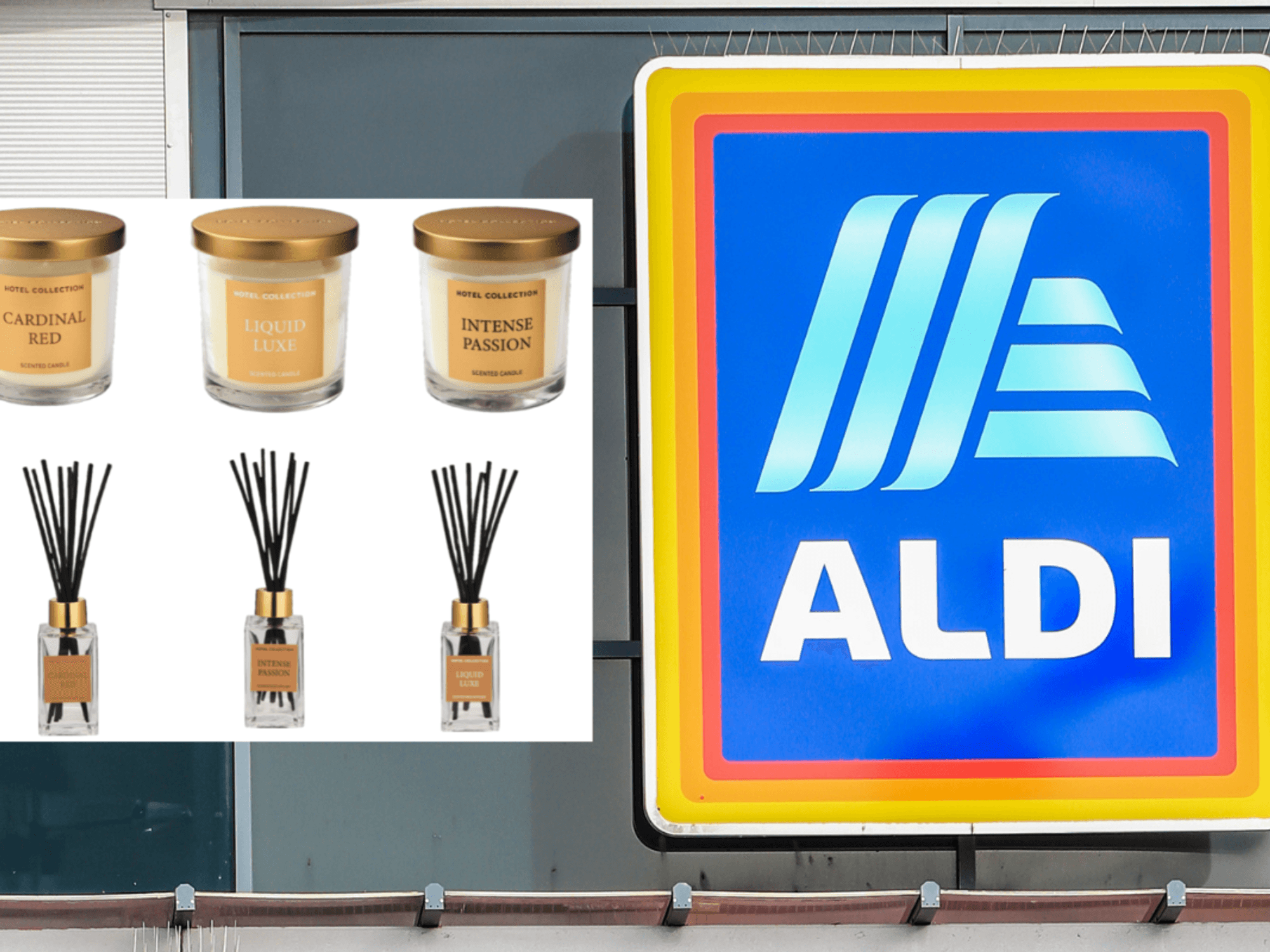 Aldi summer candles and diffusers / Aldi store sign