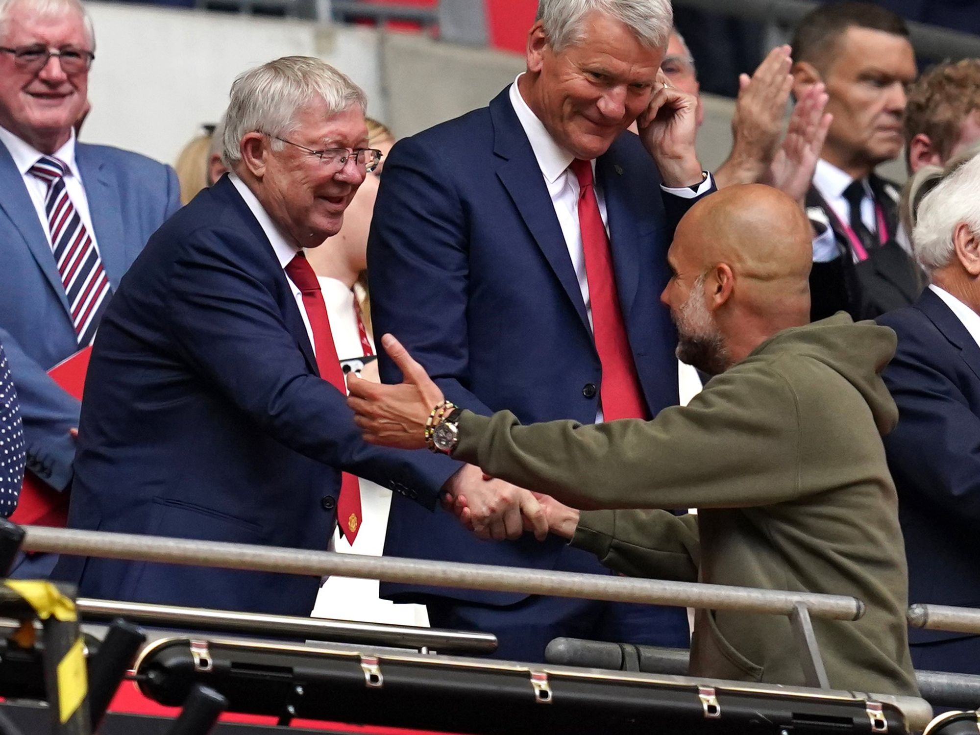 Alex Ferguson congratulates Pep Guardiola