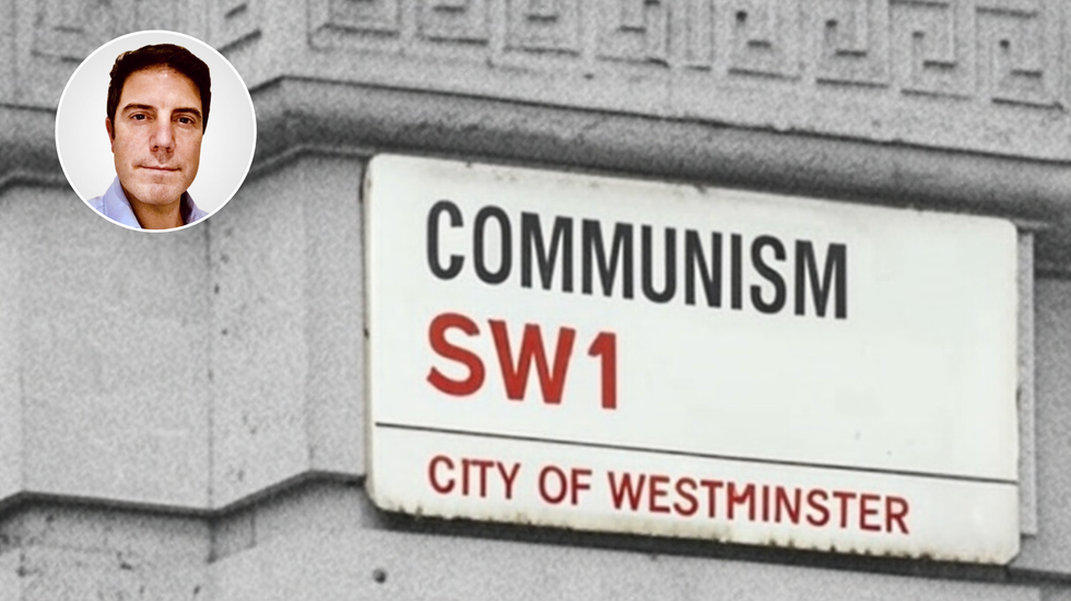 Alex Story (left), SW1 sign (right)
