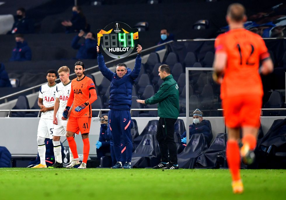 Alfie Whiteman made one appearance for Tottenham, replacing Joe Hart in a Europa League match in 2020