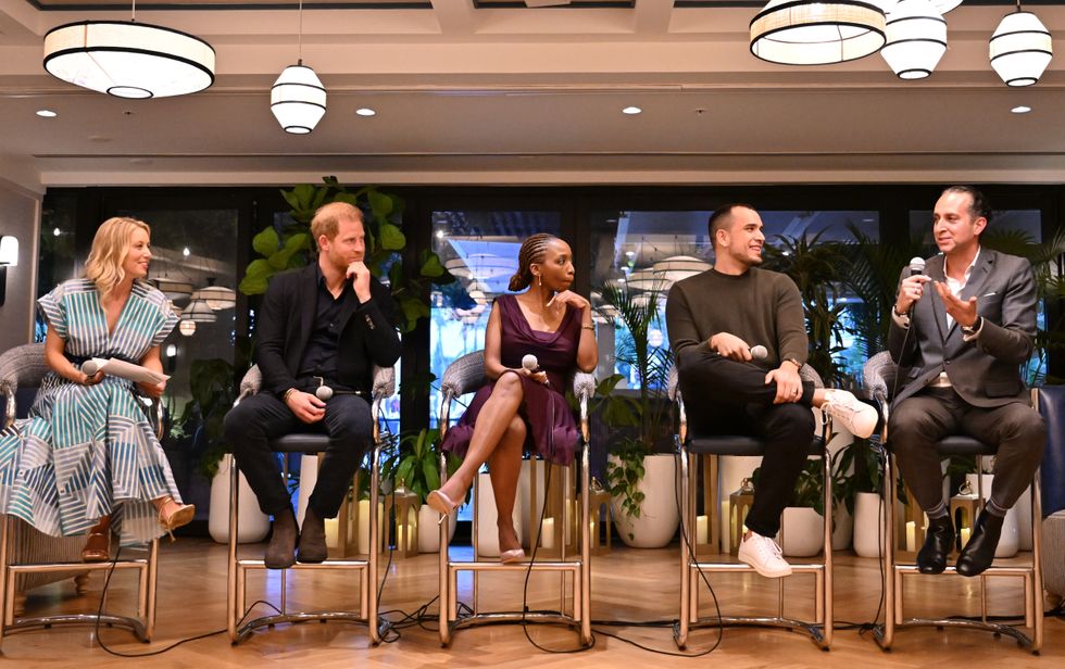 Alix Lebec, Prince Harry, Dr. Sophie Chandauka, Hector Mujica and Sam Bakhshandehpour