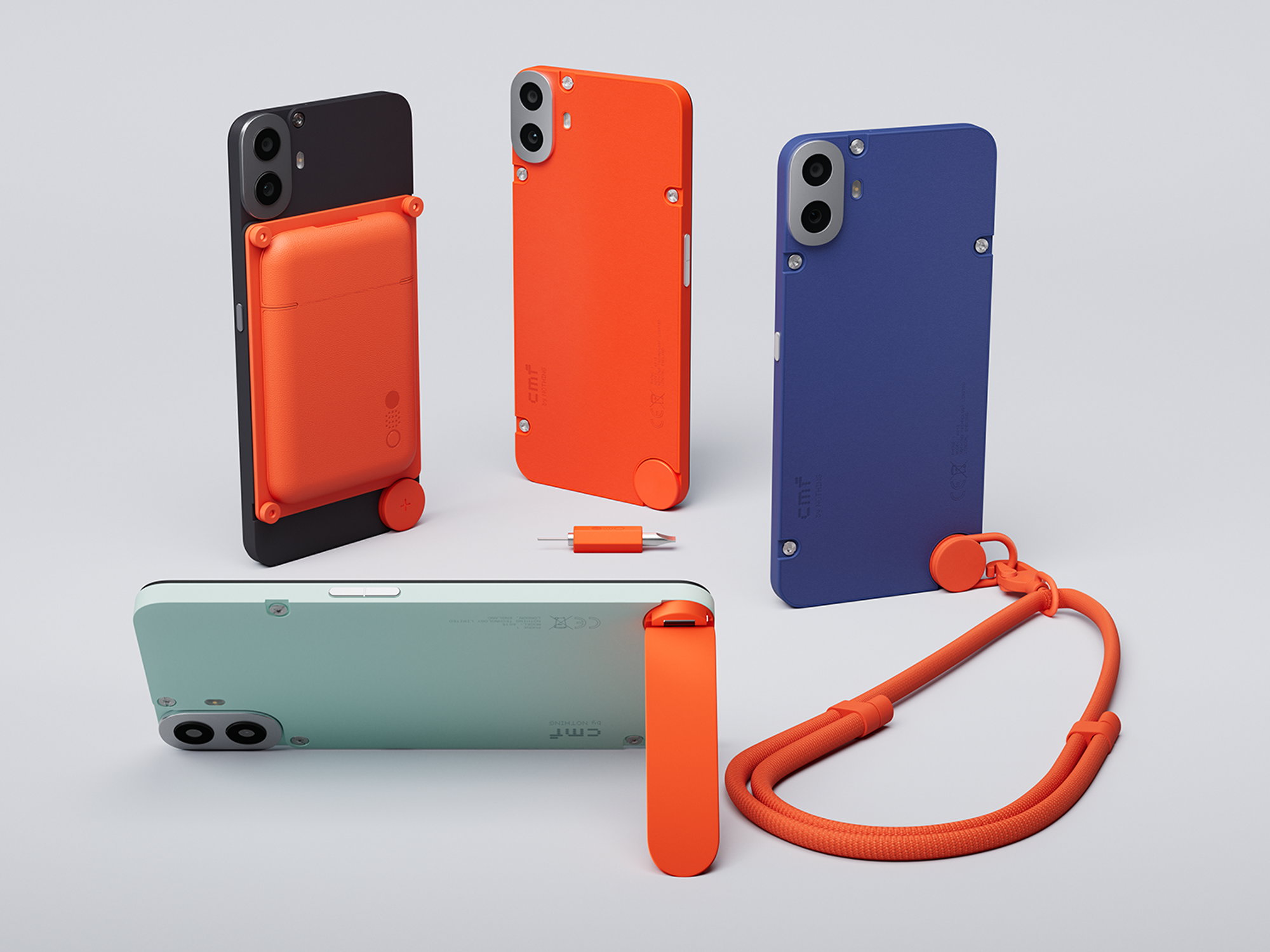 all three accessories for the CMF phone 1 included the orange card holder kickstand and lanyard