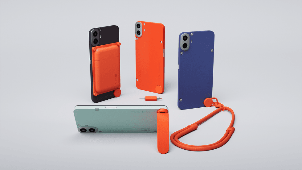 all three accessories for the CMF phone 1 included the orange card holder kickstand and lanyard