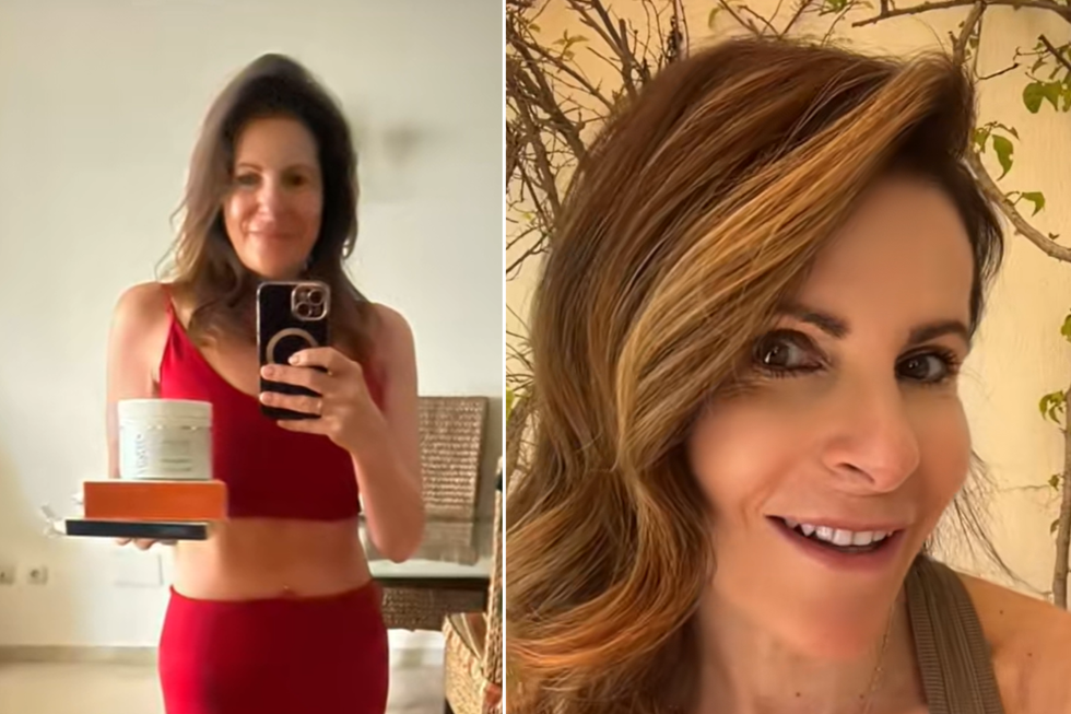 Aly P in a matching gym set; Aly P talking to the camera on her TikTok