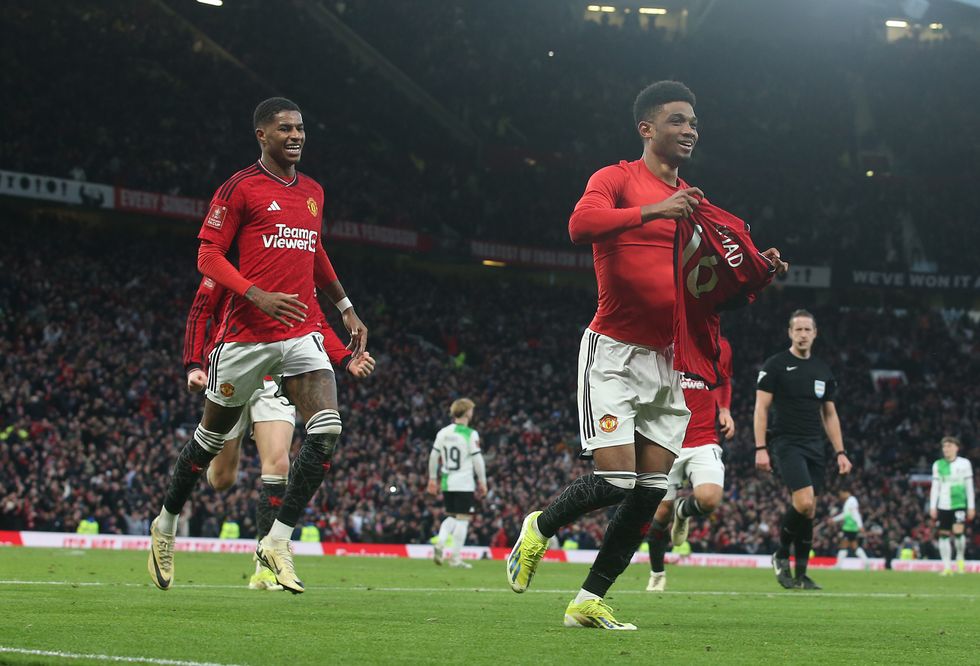 Amad took his top off after scoring the winner